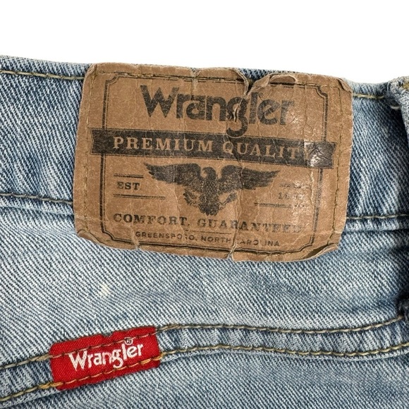 Wrangler Men's Distressed Painters Jeans Blue Straight Leg 30x32 Grunge Workwear - Picture 9 of 14